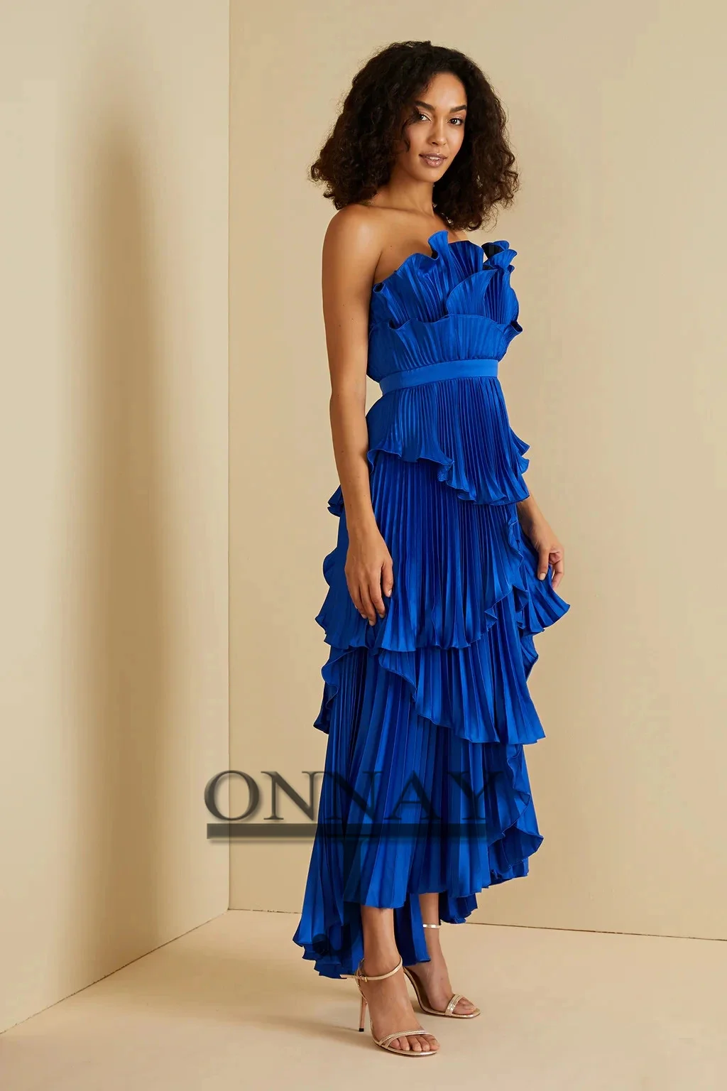 Vestidos De graduación personalizados Srylish altos y bajos para mujer, vestido De noche plisado De Gala árabe saudita a medida para desfile, Vestidos De Fiesta