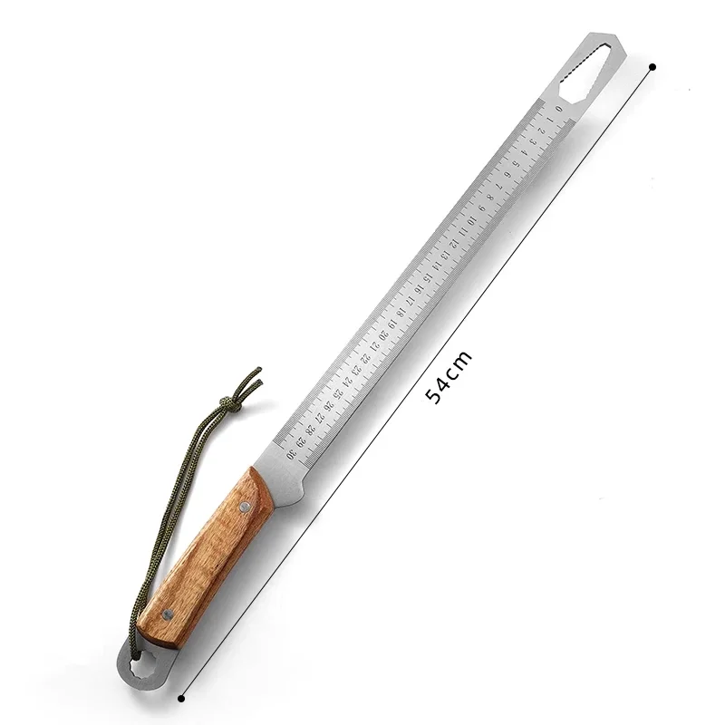 Handmade Forged Stainless Steel Ruler Stick Multifunctional Car Emergency Window Breaker Measuring Ruler 54cm Chinese Retro
