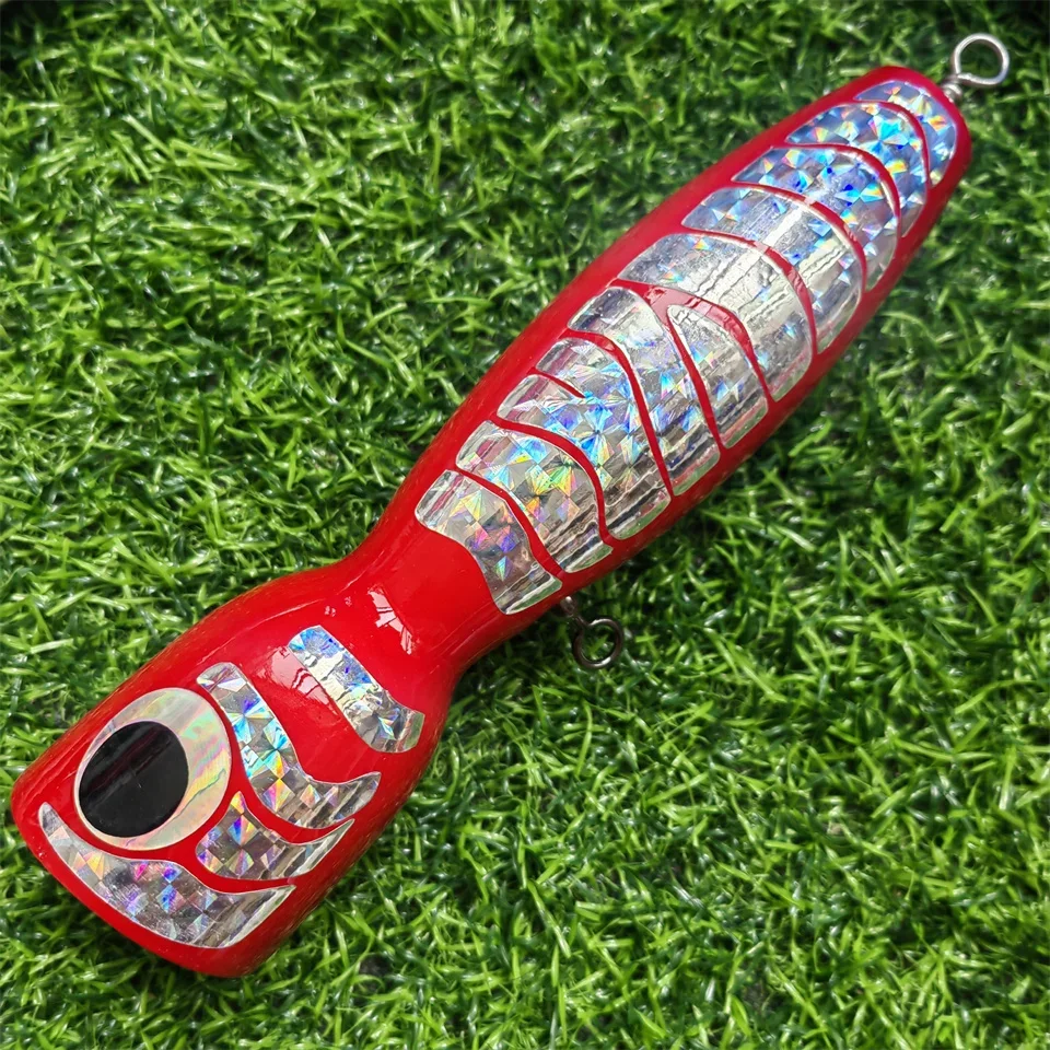 MUKUN 1pc Wooden lure fishing popper Topwater Handmade Fishing Trolling Baits Spitter GT Surface Popping Lures durable swimbait
