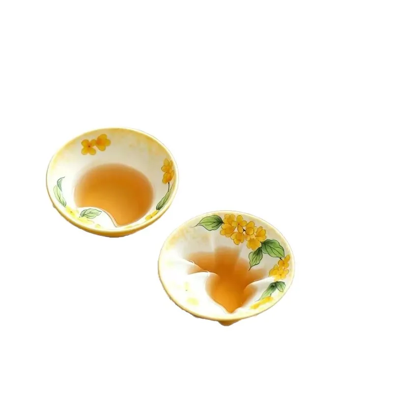 Mid-Autumn Festival Jade Rabbit Looking Moon Pair Cup, Hand-painted Osmanthus Ceramic Teacup