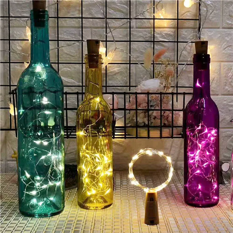 Guirlande lumineuse LED pour bouteille de vin, 10 pièces, 5 pièces, fil de cuivre, décoration d\'arbre de noël, lumières d\'extérieur pour la maison,