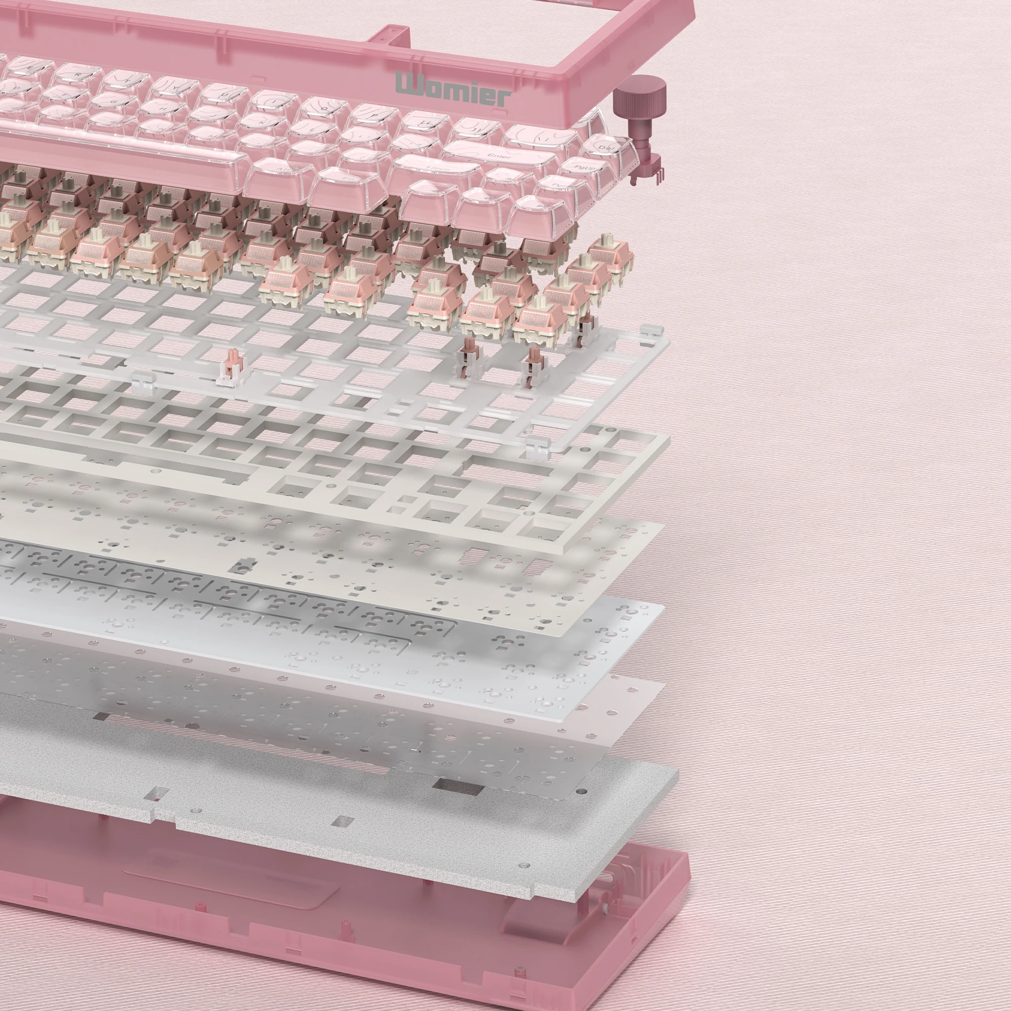 Womier V-K66 PRO Teclado Rosa QMK Mecânico Teclado para jogos Botão Alça Junta montada com fio LED retroiluminado Teclado Hot-Swap