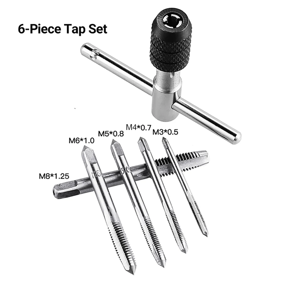 6PCS/Set Tap Drill Wrench Tapping Threading Tool M3-M8 Screwdriver Tap Holder Hand Tool Thread Metric Plug Tap Screw Taps