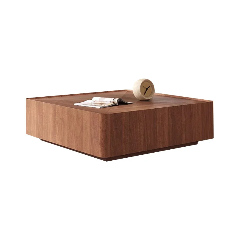 

Italian minimalist black walnut coffee table square retro furniture modern solid wood Internet