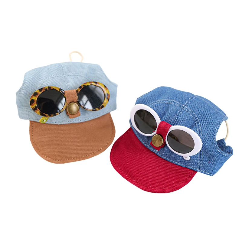

2in1 Pet Sun Hat Sunglasses Set Adjustable UV Protection Baseball Cap with Eyewear for Small Medium Dog Cat Outdoor Beach Summer