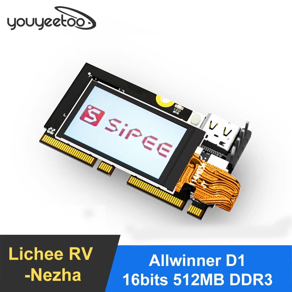 

Sipeed Lichee RV Dock-Nezha C906 RISC-V Allwinner D1 chip Core Board 16bits 512MB DDR3 Supports Tina Linux, Debian, YoC