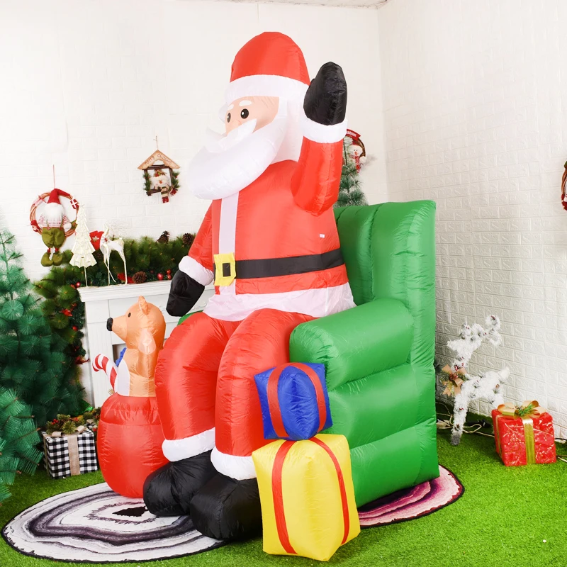 7.5FT كبير سانتا كلوز على أريكة نفخ عيد الميلاد الديكور في الهواء الطلق LED مضاءة نفخ s حديقة المنزل ساحة الحديقة ديكور