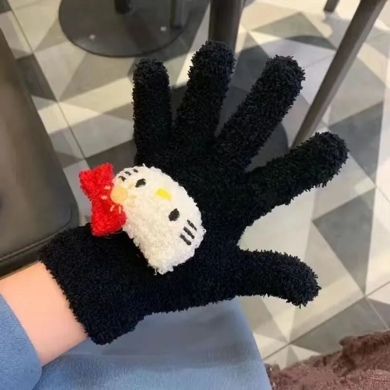 Guantes de invierno para niños y niñas, manoplas gruesas de lana de Coral, guantes de dibujos animados para la nieve, mantienen los dedos más calientes, 4-8 años