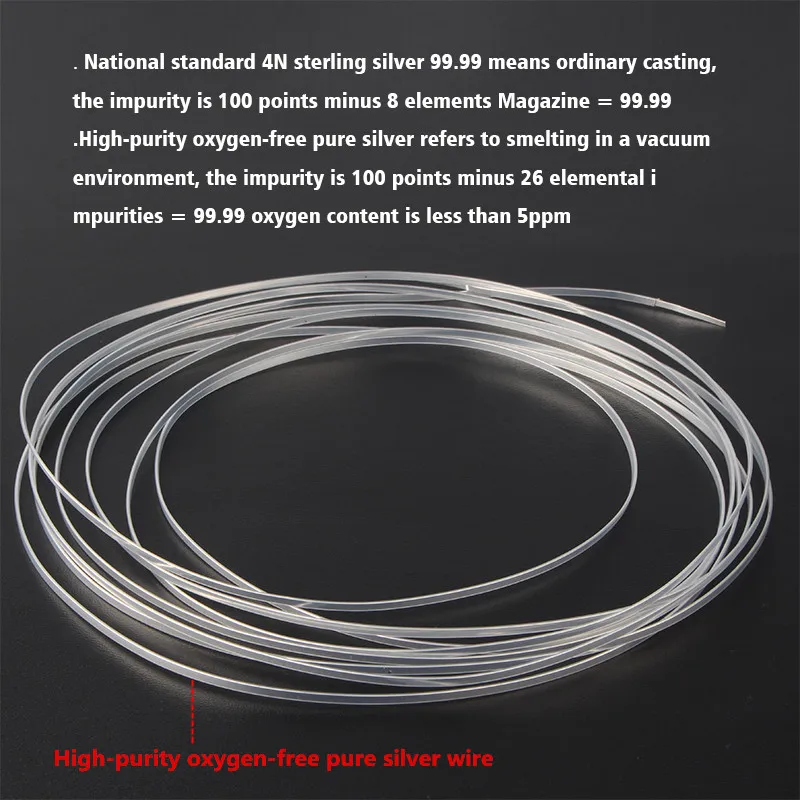 Pure Silver HiFi Audio Bulk Cable Square Core FEP Skin Machine Inner Line DIY Signal Power Speaker Wire 2.3mm * 0.8mm