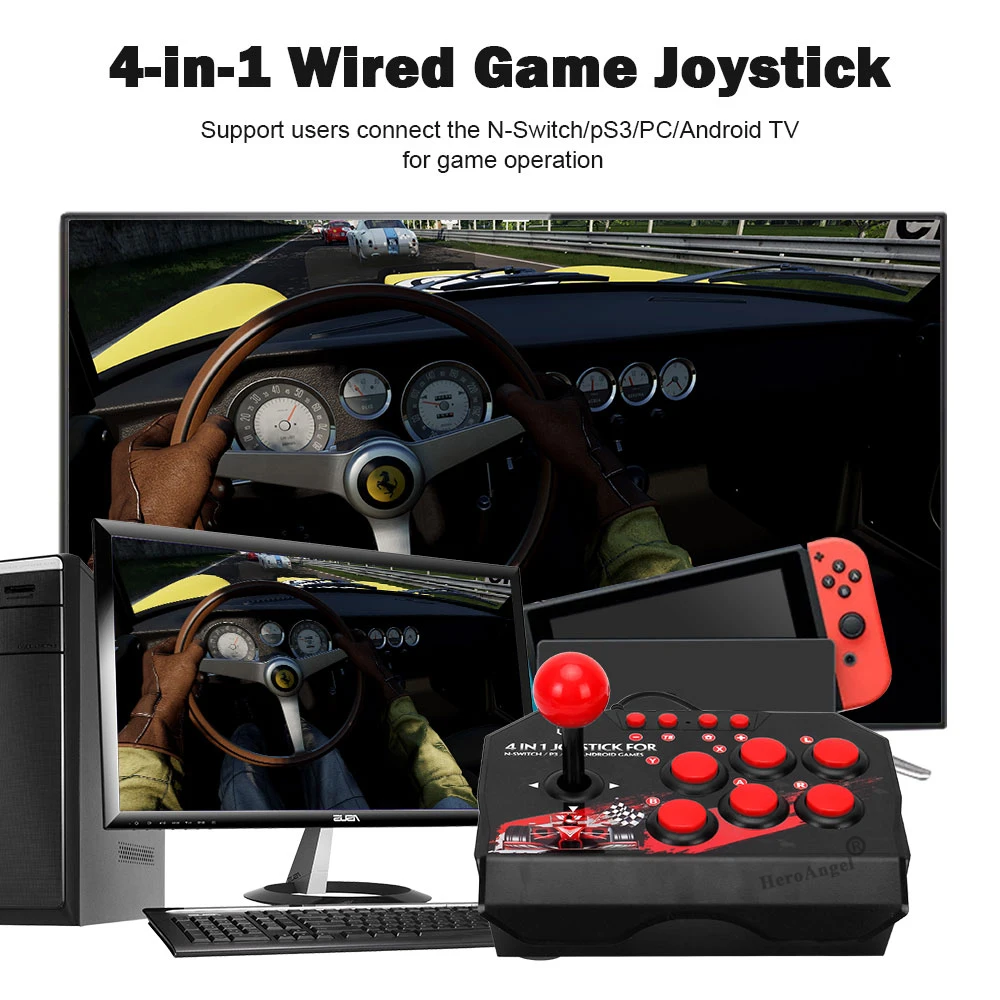 Usb com fio jogo joystick retro arcade estação turbo game console rocker luta controlador para ps3/interruptor/pc/android tv dropship