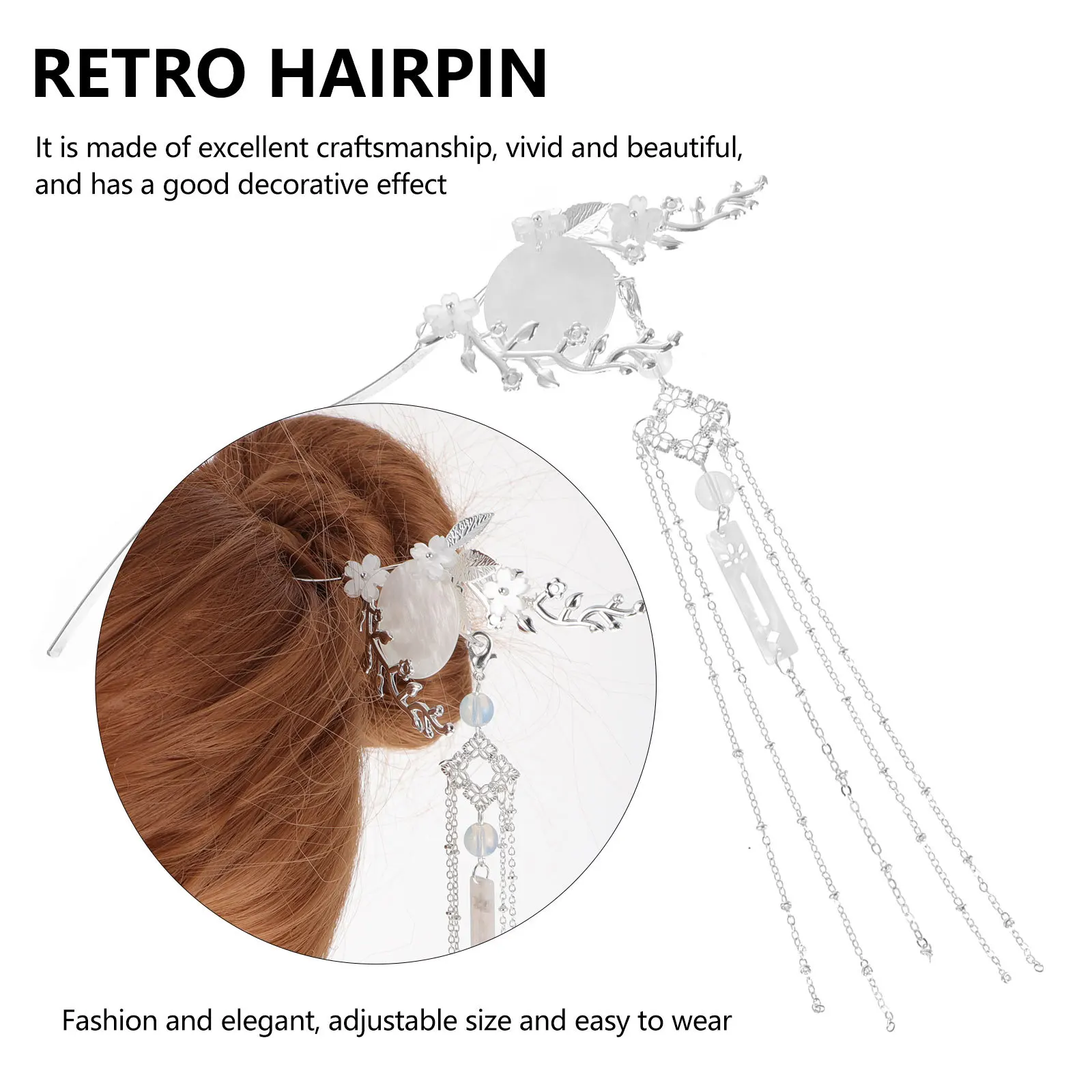 

1Pcs Retro Chinese Hair Stick Tassel Vintage Hairpin Elegant Ancient Style Clip Hair Accessories Wedding Retro Hairpin
