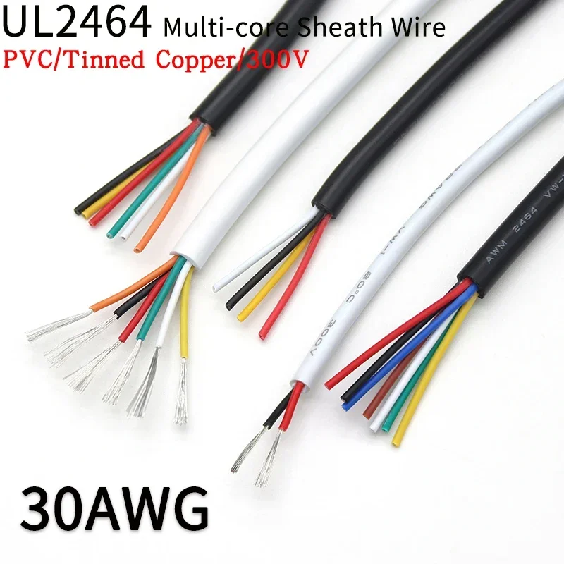 

Провод с покрытием 20AWG 5 м UL2464 30 28 26 24 22 20AWG, канальная аудиолиния 2 3 4 5 6 7 8 9, 10 ядер, изолированная медная линия питания из ПВХ