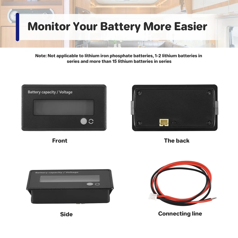 Battery Meter Battery Capacity Voltage Monitor, DC 12/24/36/48/60/72/84V Battery Capacity Voltage Gauge Indicator