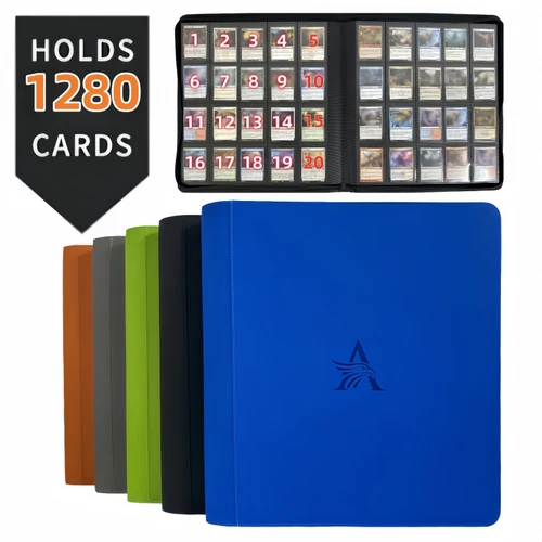 Carpeta de tarjetas de 20 bolsillos: carpeta de tarjetas comerciales premium con capacidad para 1280 tarjetas, máxima protección para tarjetas MTG, TCG, juegos y deportes.