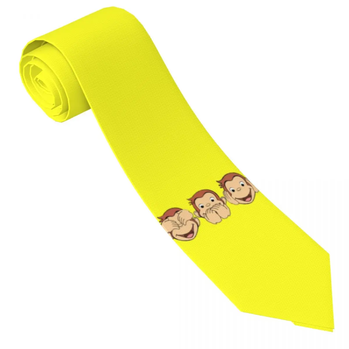 Custom Funny Manga Tie Men Printed Necktie Curious George Monkey Four Seasons Fashion Tie Necktie For Father's Day