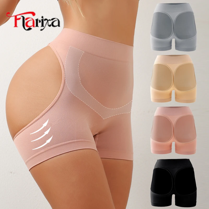 Flarixa Hollow Butt Lifter Shapewear With Open Butt Shaper Shorts Mid Waist Tummy Control Underwear Seamless Panties Women