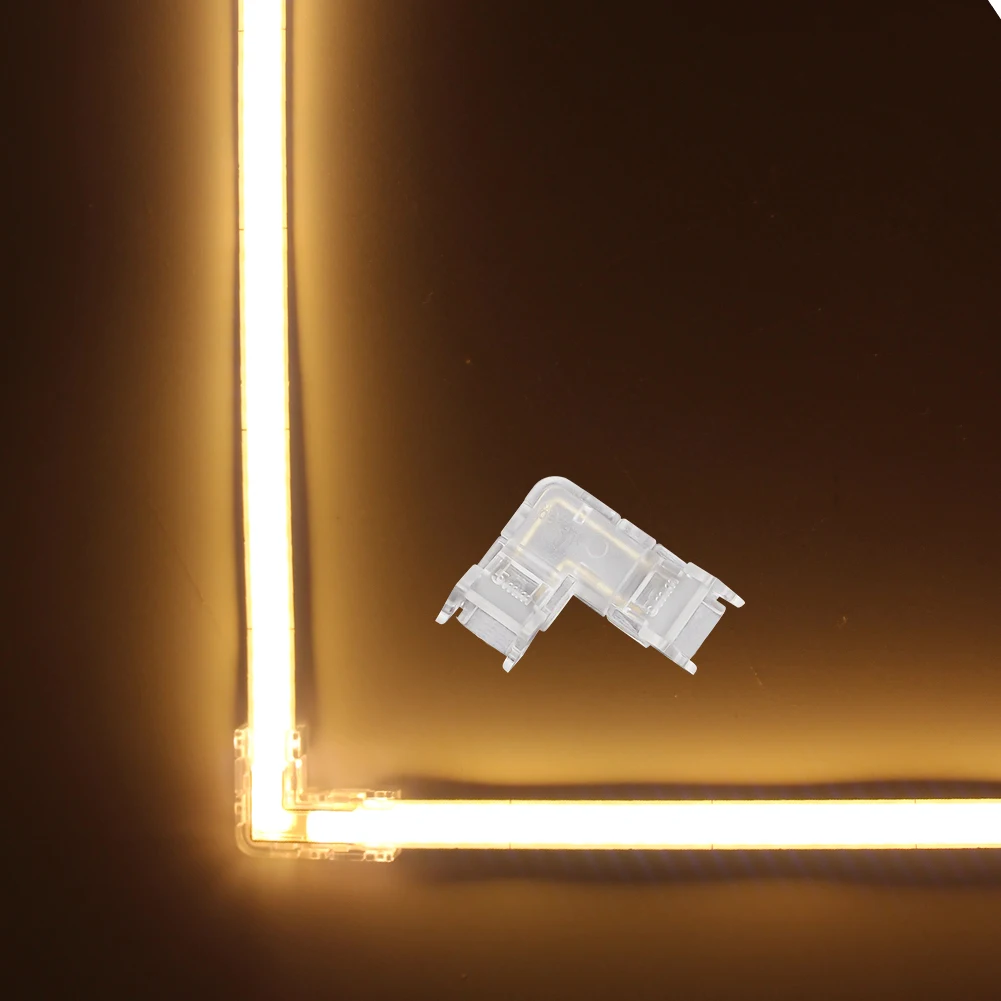 6Pcs Mini COB LED Connector Seamless 90 Degree L Shape Corner Connectors for 5mm 8mm 10mm 2/3/4pin FOB WW CW RGB CCT Tape Lights