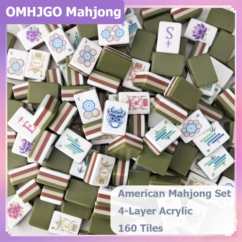In Stock Mahjong Tiles American Mahjong Set 160 Tiles 4-Layer Acrylic Mah Jongg Portable Travel Family Party Game Surprise Gifts