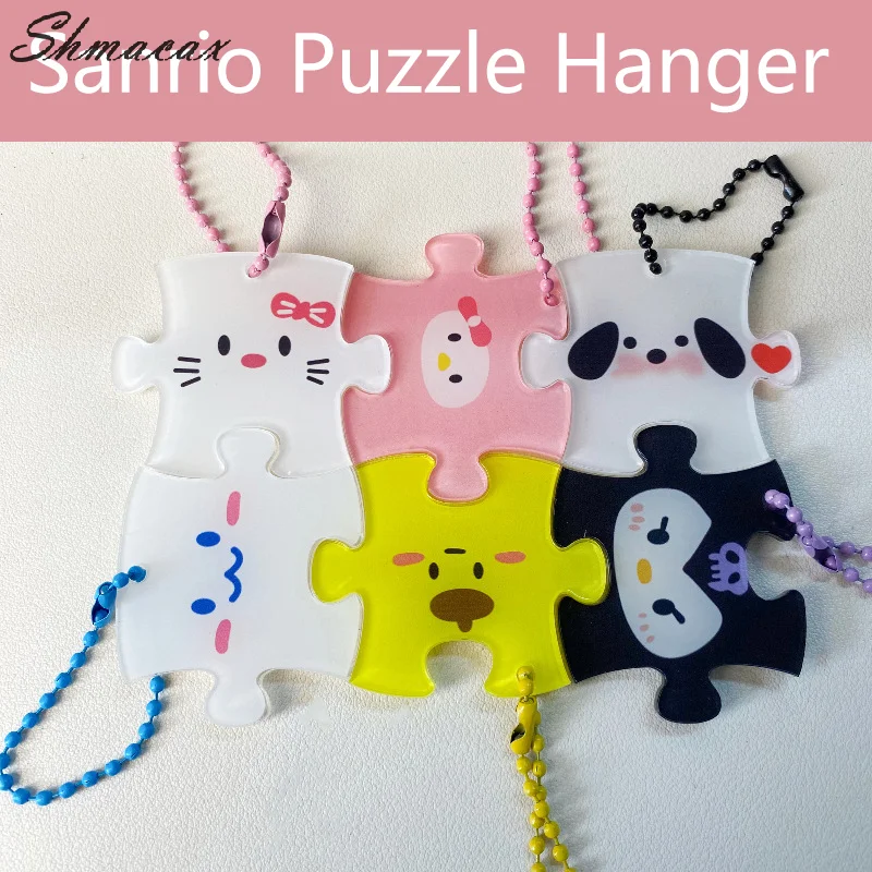 Cartoon Anime Sanrio Hello Kitty My Melody Kuromi Puzzle Keychain Charms Cute Bag Keyring Pendant Funny Puzzle Toys Couple Gifts