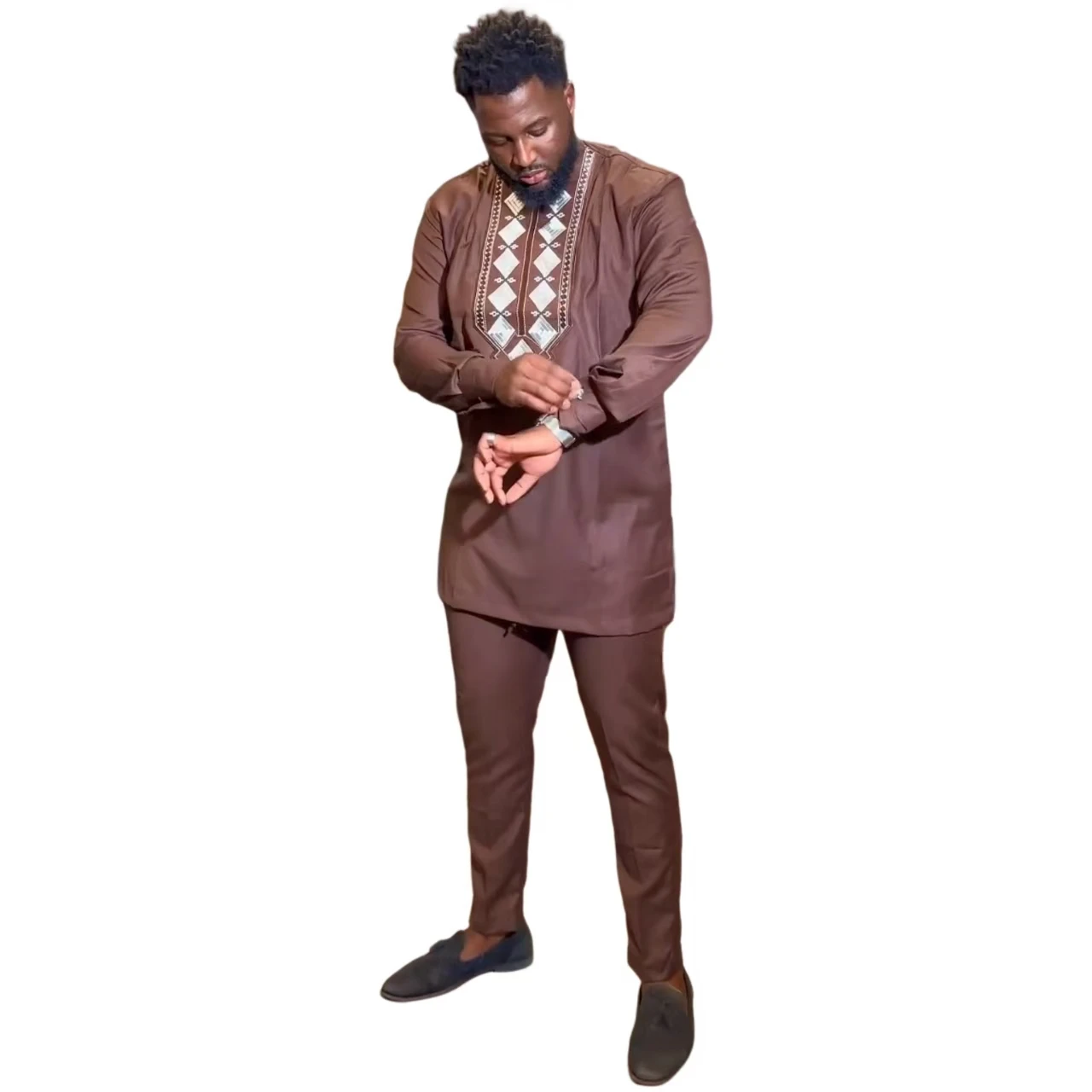 

African Clothes For Man Embroidery Design Top Long Sleeve