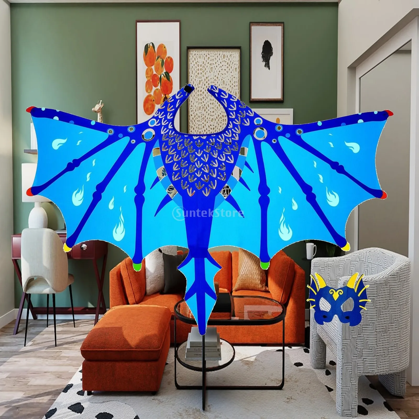 Dragon Wings Costume with Mask Winged Dragon Wings Costume with Cape Dress-up Clothes Simple to Wear and off Apparel Comfortable