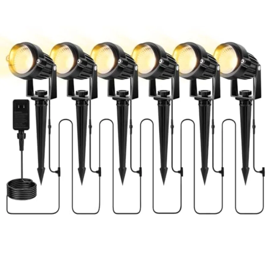 Outdoor LED Landscape Lighting - 6-in-1 LED Yard Spotlights for Outside with 36W Transformer, Spot Landscape ing Plug in House