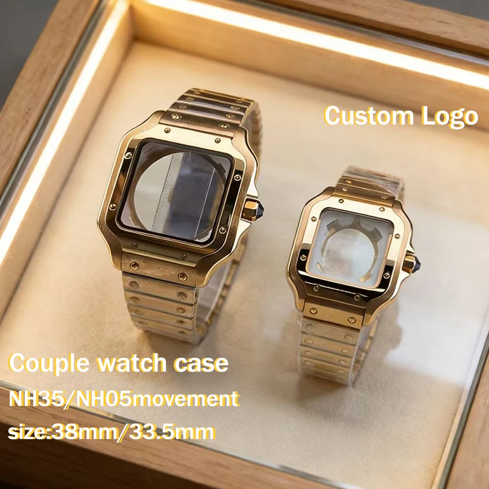 

New couple style square NH05 case stainless steel case custom logo, watch modification accessories