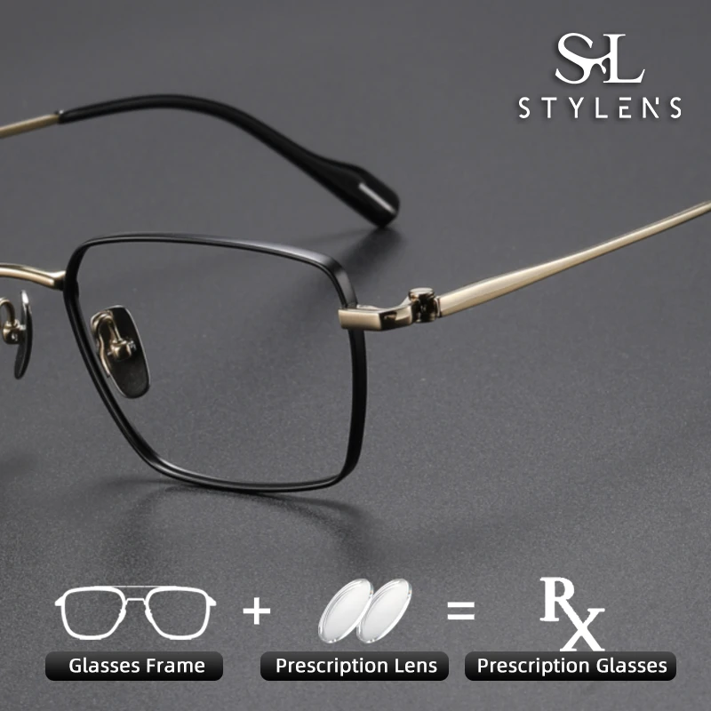 

STYLENS Pure Titanium Full Frame Glasses Men New Anti Blue Light Blue Light Myopia Glasses Prescription Customized Glasses 81012