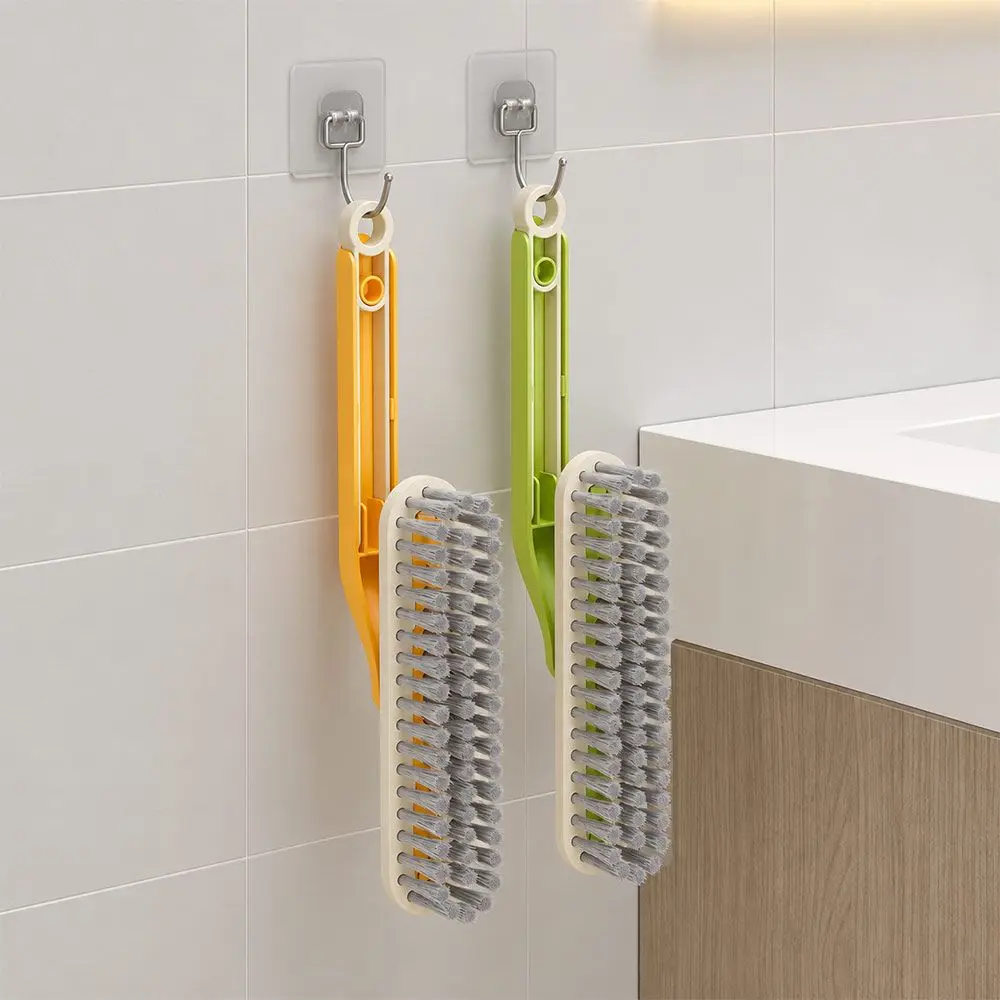 New 2in1 Gap Cleaning Brush Hard Bristle Built-in Scraper Crevice Brush Detachable Rotating Head Toilet Brush Tile Floor