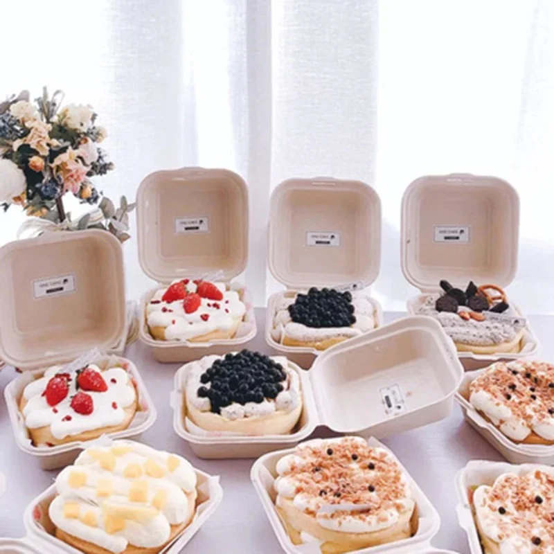 10/20PCS Disposable Biodegradable  Hamburger Box,Bento Lunch Box Baking Cak Food Containers Dessert Protection Snack box