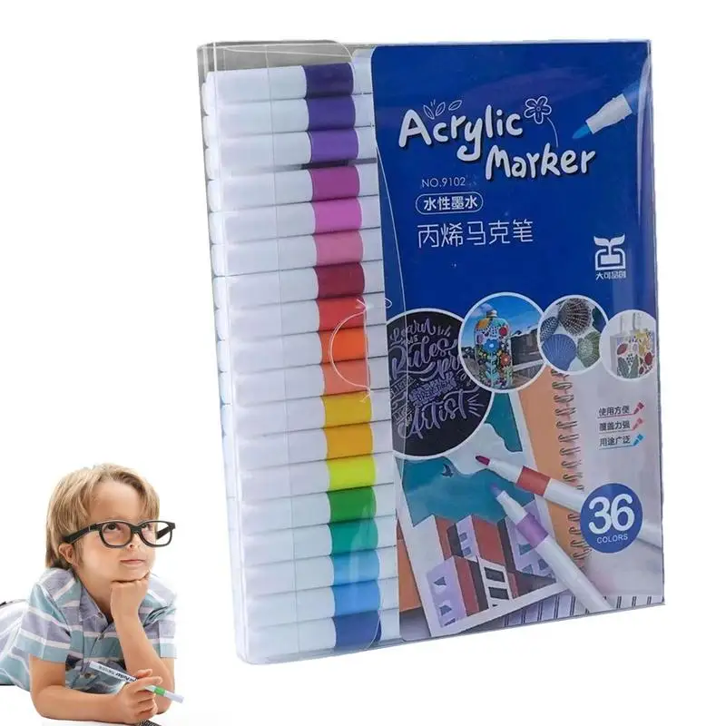 Acrylic Paint Markers for Kids Fast Drying Doodle Coloring Paint Pens Drawing Markers for Stone Wood Glass DIY Holiday Painting