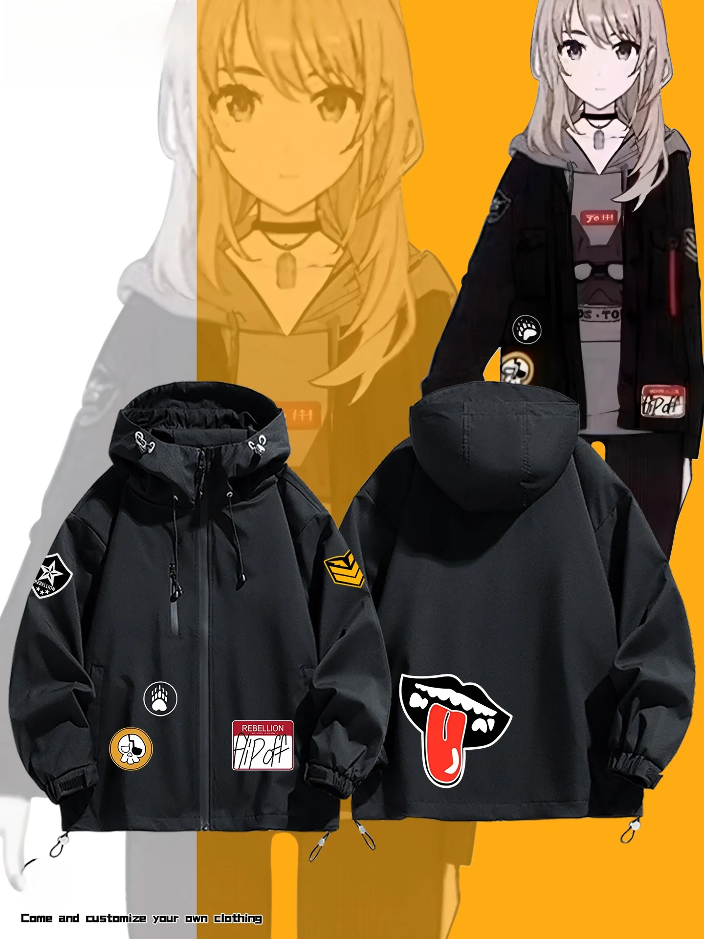 

Horig Plum Fraance Crng Girl Cosplay Jaet Men's Casual Coat Autumn Winter Top Polyester Fiber Windproof Zipper Closure