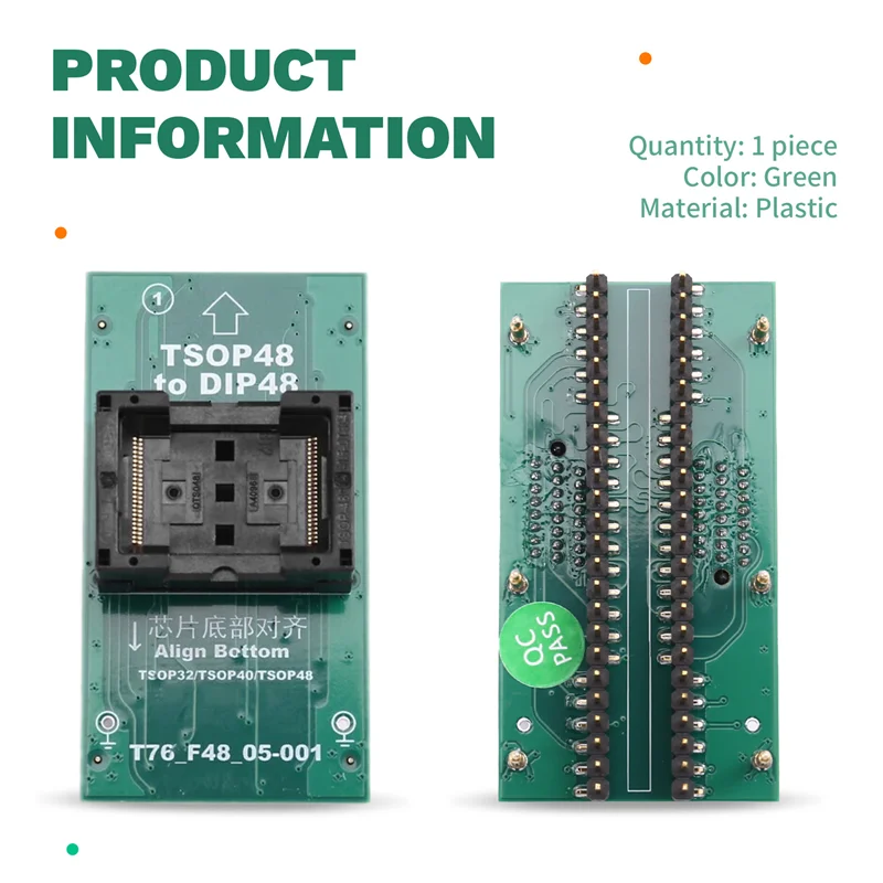 Novo-para programador xgecu t76: tsop32/tsop40/tsop48 para dip48 zif adaptador soquete (T76_F48_05-001) assento
