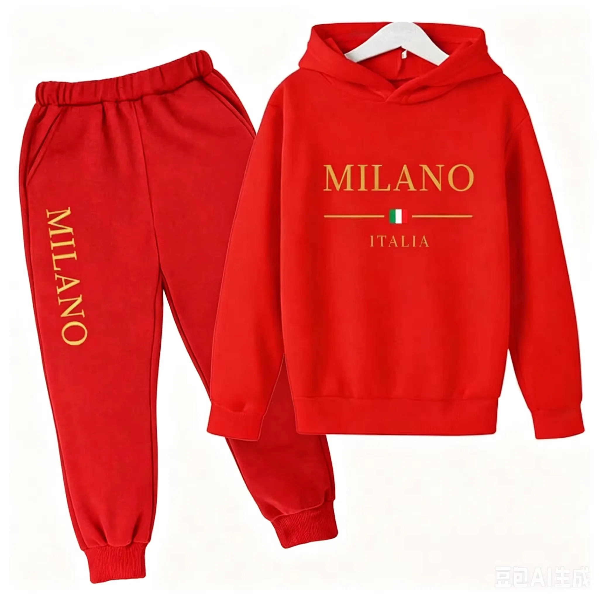 Neueste Herbst-Winter Kinder Zweiteiler Kapuzenjacke und Hose Sportoutfit. Trendige Jacken mit Buchstabenmuster für Jungen und Mädchen. – Detail 6