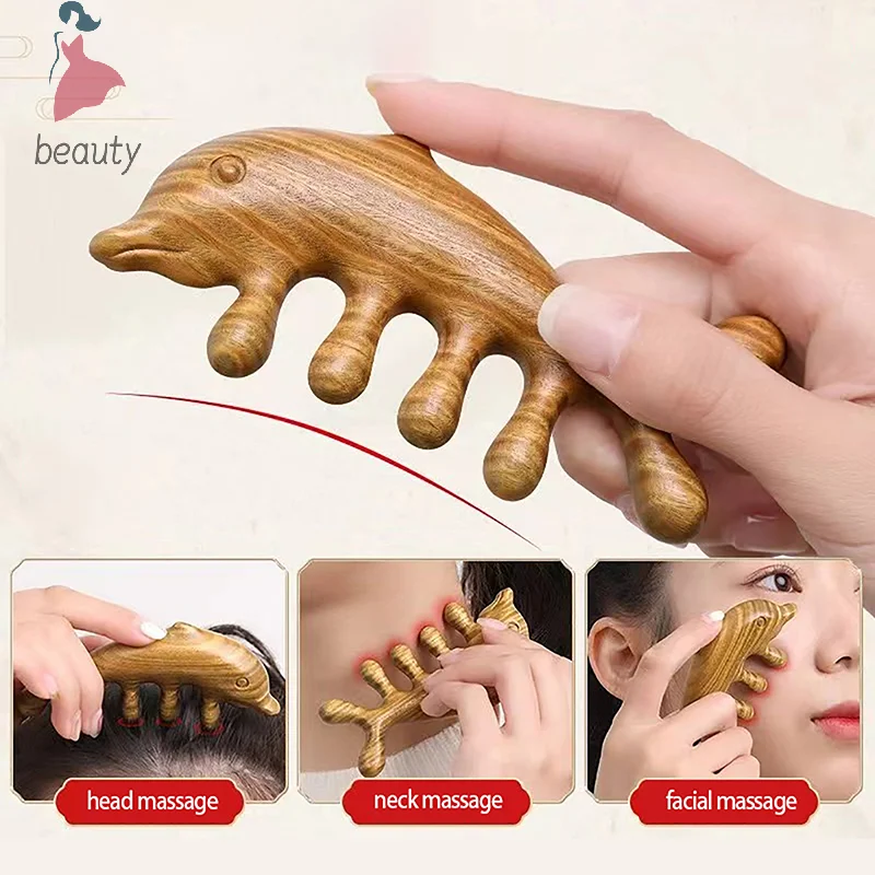 Body Meridian Massage Comb Sandalwood Wide Tooth Comb Acupuncture Blood Circulation Anti-static Smooth Hair