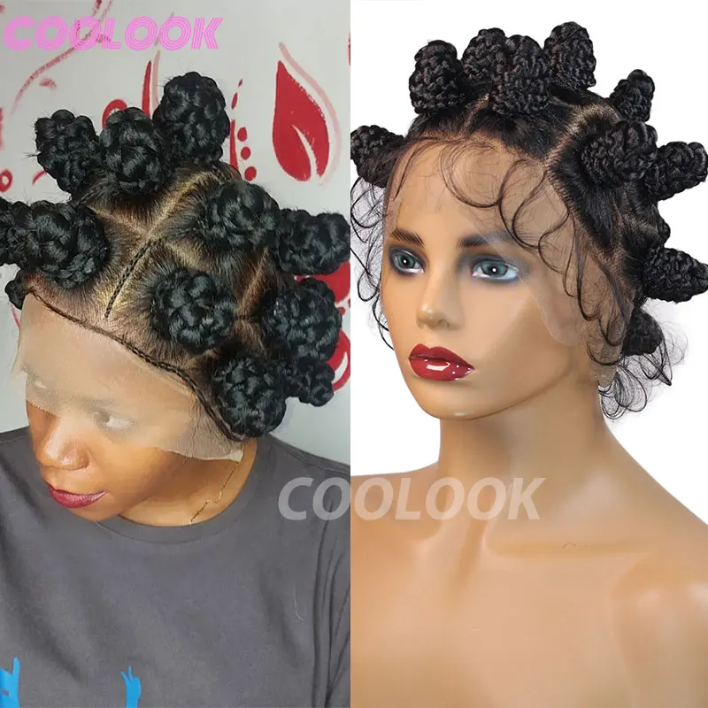 

New Arrival Synthetic Bantu Knot Braided Wigs Cornrow Jumbo Braided Wigs Full Lace Wig Knotless Box Braiding Wig For Black Women