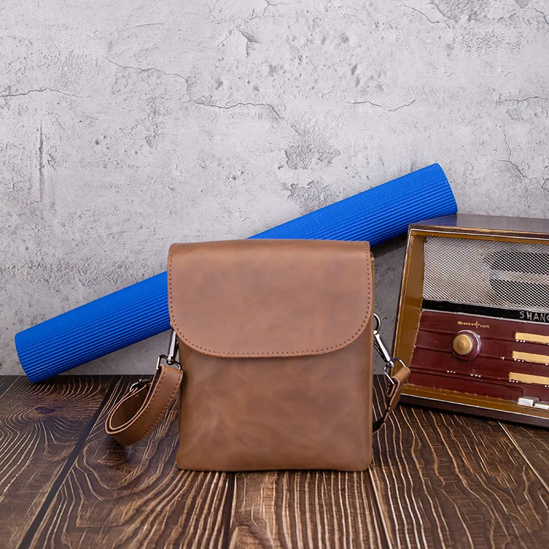 

Новая мужская сумка на одно плечо в стиле ретро Crazy Horse, сумка из искусственной кожи, модная молодежная сумка через плечо с несколькими карманами