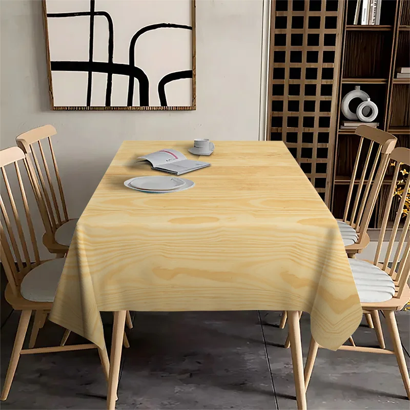 1pc Simple Retro Wood Grain Print Tablecloth - Fence Wood Board Patterned Tableclothzyc