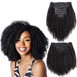 Maxine 3C 4AHair Kinky Curly Clip In Hair Extensions Ludzkie włosy Pełna głowa Zestawy Afro Kinky Curly Clip Ins Wiązki Naturalna czerń