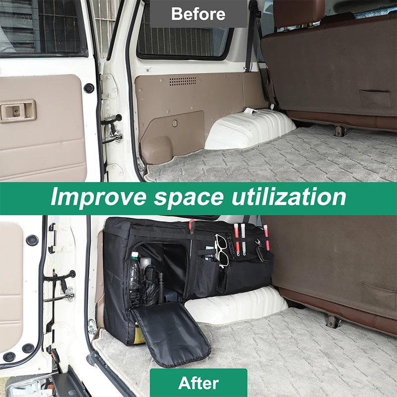 For Toyota Land Cruiser LC76 2007-2026+ Oxford cloth black car trunk side storage bag sunshade cloth  modification accessories
