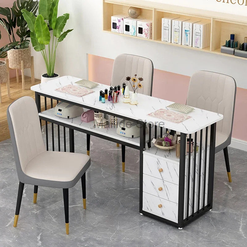 Station de manucure en fer forgé moderne pour meubles commerciaux, tables à ongles, table de manucure professionnelle simple et économique, haut de gamme