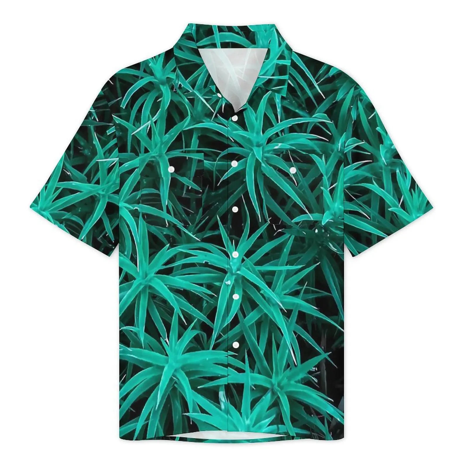 Hawaiian Shirt Vacation Forest Moss Blouses Green Leaves Print Vintage Casual Shirts Men Short Sleeve Harajuku Oversize Clothes