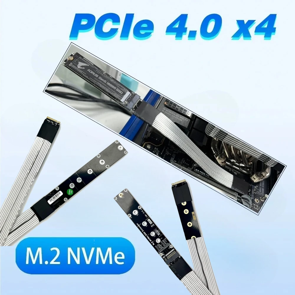 

Кабель-адаптер PCIE 5.0/4.0 X4 GEN5 SSD M.2-M Удлинительный кабель Gen4 для M.2 2280 22110 NVME SSD посеребренный высокоскоростной кабель