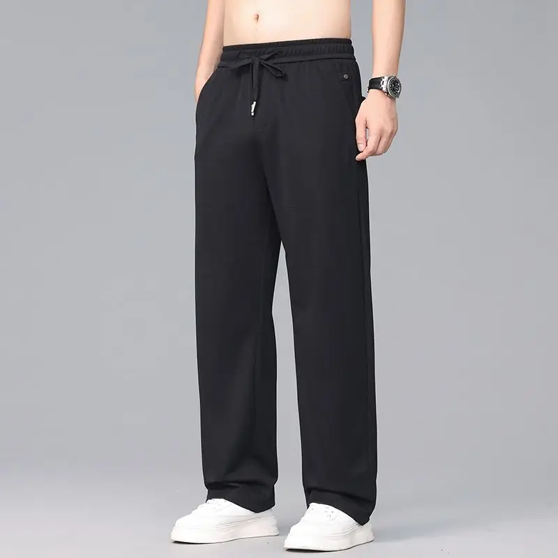 Breathable Mesh Texture Zipper Straight Leg Pants Anti-Scratch Anti-Wrinkle Fabric Comfortable Lightweight Summer Casual Trou...