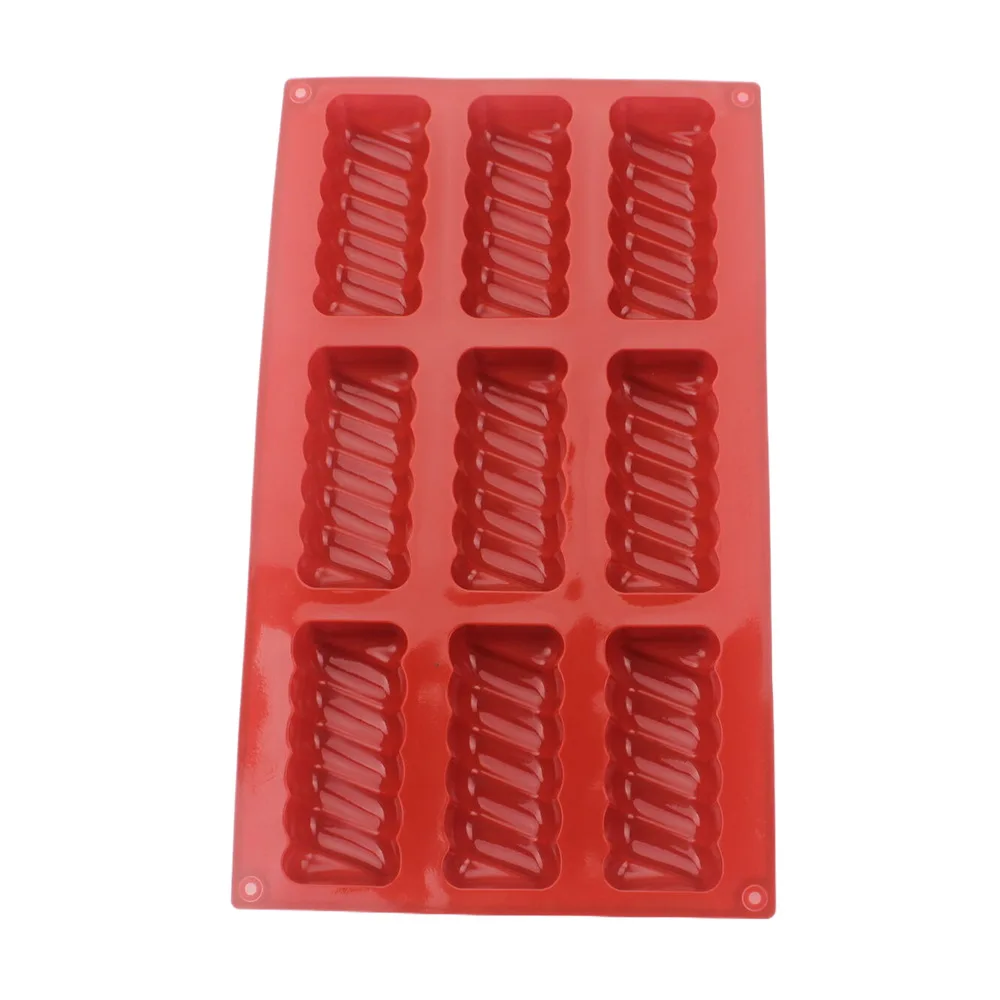 

Hot Selling 9 Hole Thread Silicone Chocolate Bar Mold Long Strip Mousse Dessert Biscuit Baking Mould Pastry Ice Grid Baking Tool