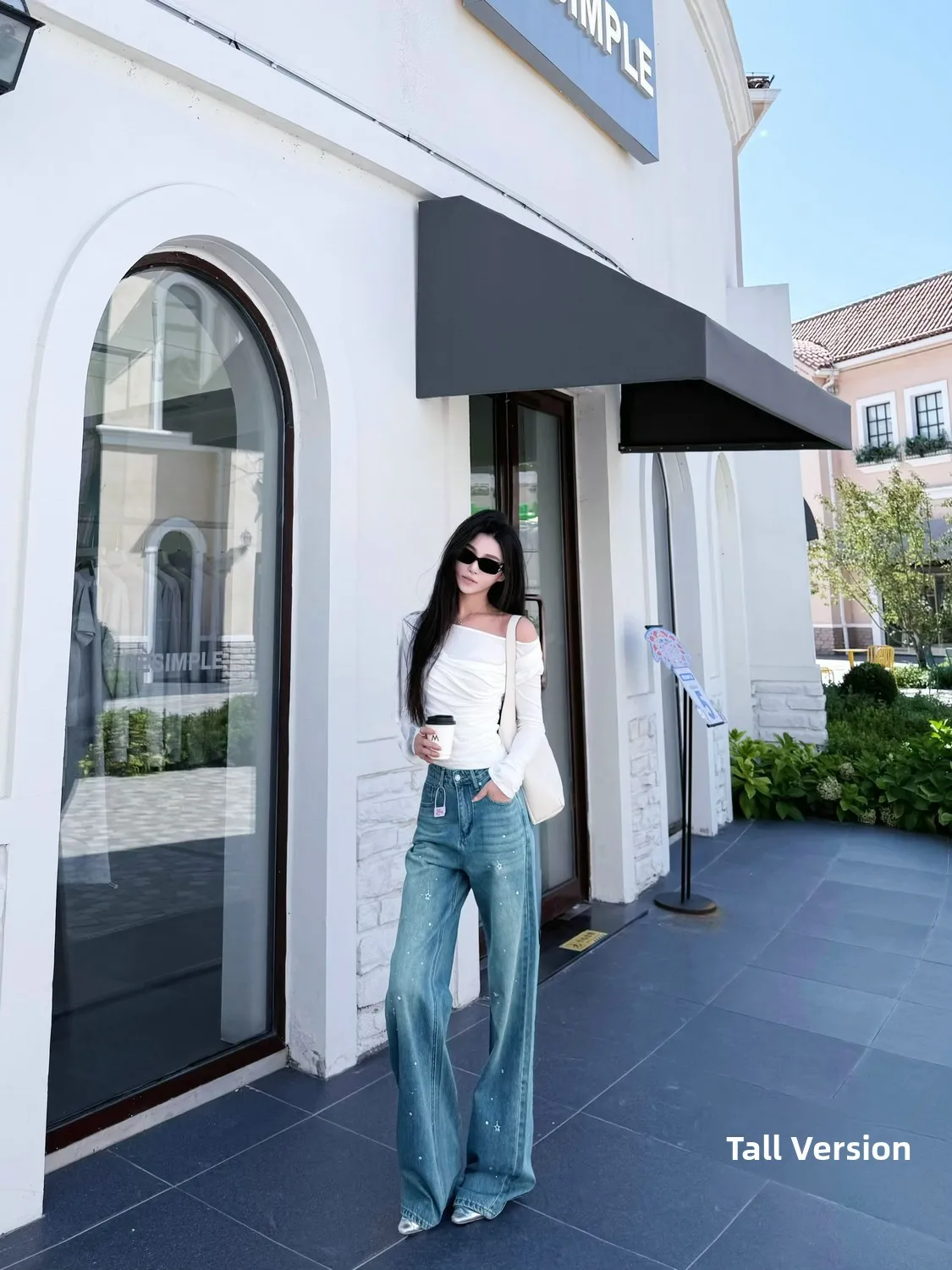 

Удлиненные прямые джинсы Du со стразами и высокой талией, женские свободные облегающие повседневные джинсовые брюки длиной до пола