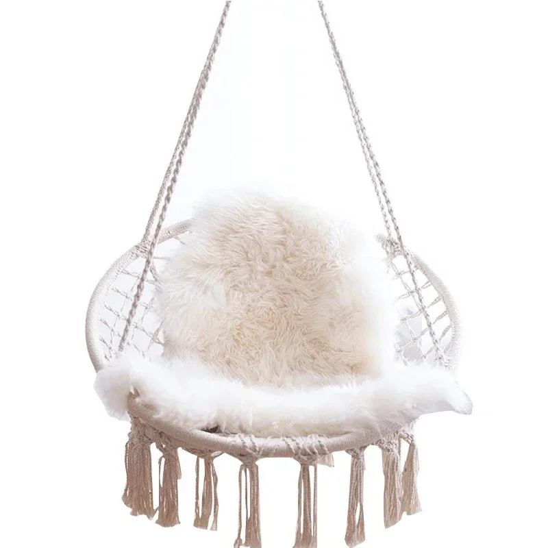 

Swing tassel sling chair home woven hanging basket rattan chair balcony Nordic style lazy cradle chair