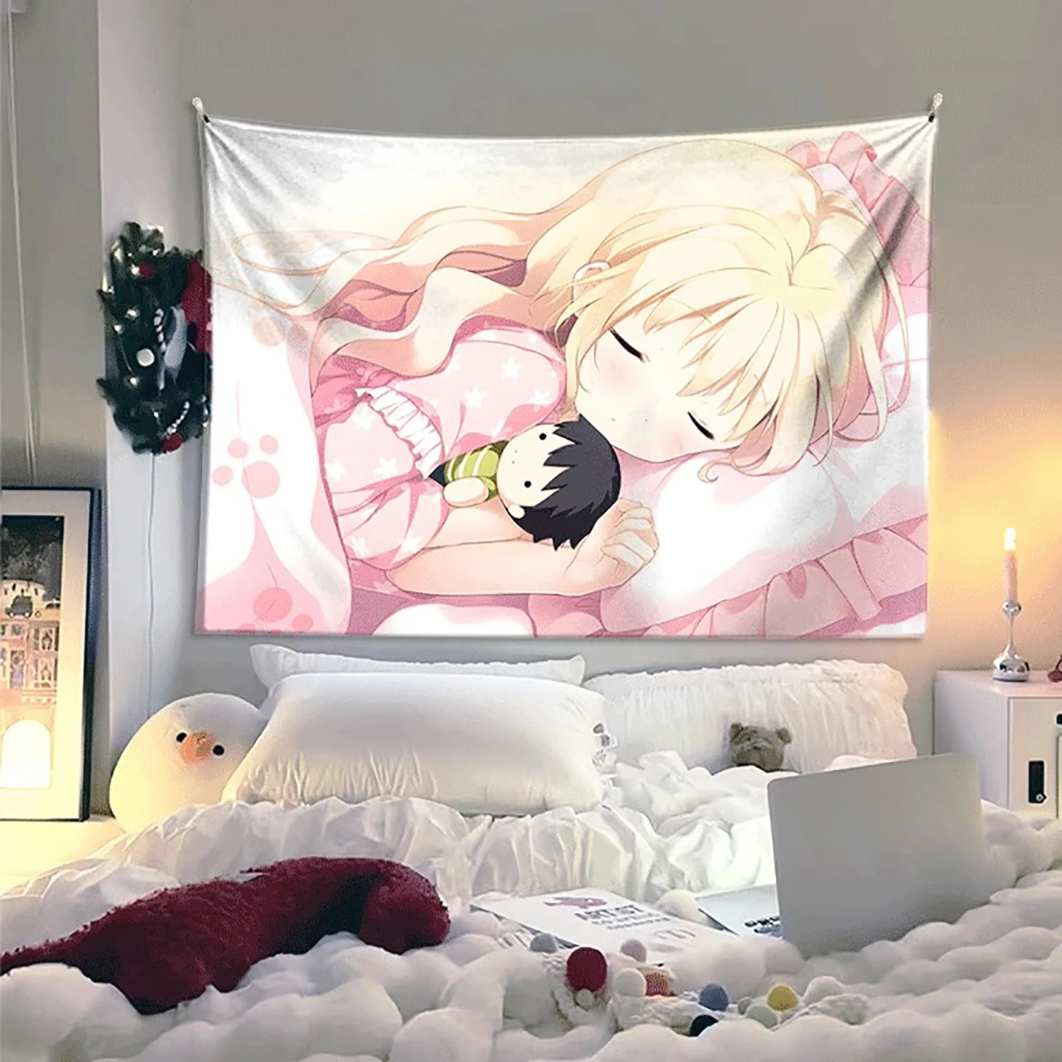 Kawaii-Stil Mädchen hängen Tuch Cartoon Schlafsaal Schlafzimmer Nachttisch Wandteppich Hintergrund Tuch Miethaus dekorative Tuch