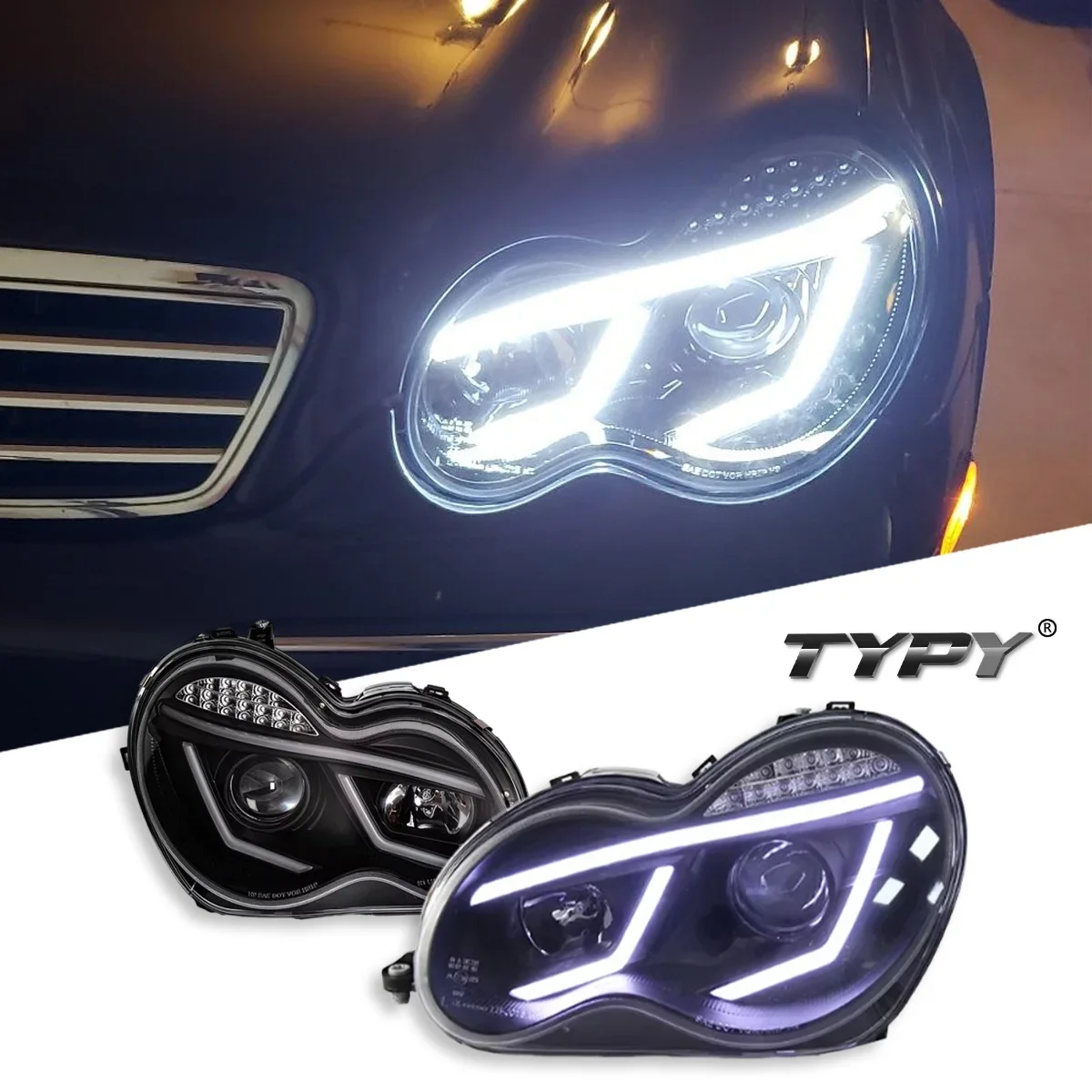 

Car For Benz C-Class W203 2000-2006 Headlight Upgrade Modified To New DRL Dynamic Turn Signal LED Headlight Auto Accessorie