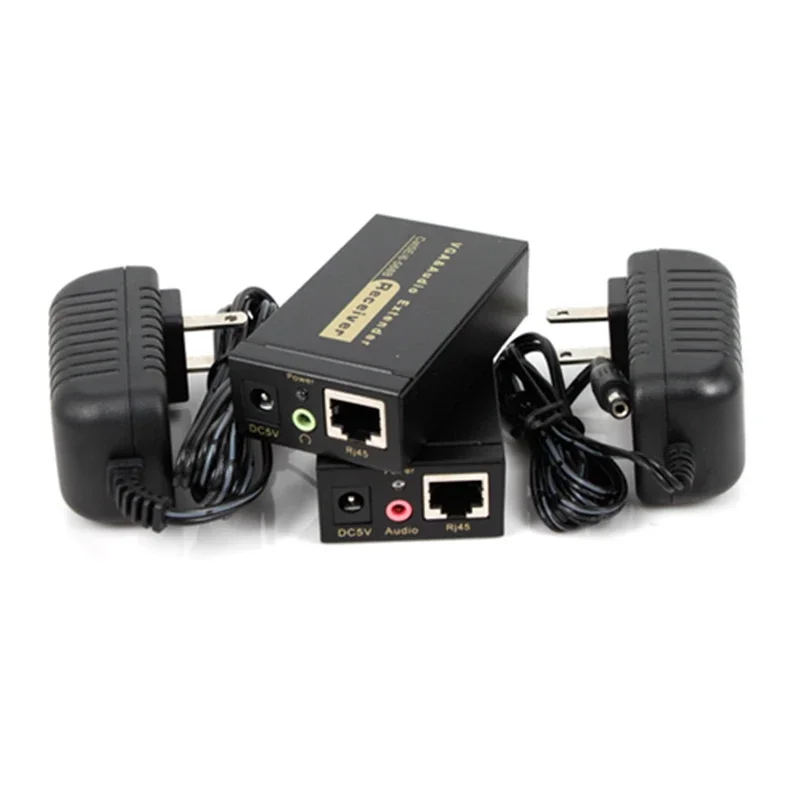 Imagem -02 - Utp Vga Extender Splitter com Áudio Cabo Ethernet para Projetor Hdtv pc S03 hd 1080p Rj45 1x1 35 mm de Áudio Cat5e 100m